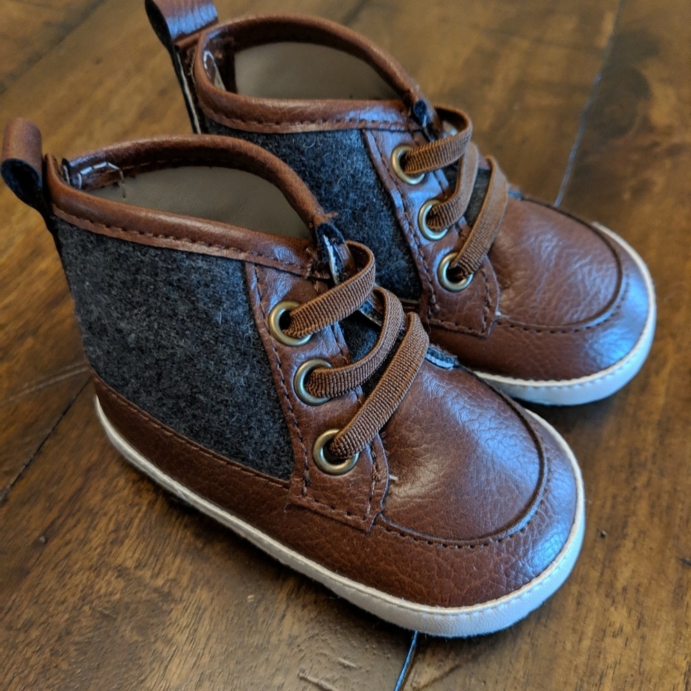 Brown and Grey Baby Shoes